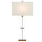 Настольная лампа с прозрачным корпусом и прямоугольным тканевым абажуром Charm and Luxury варинант исполнения - 2 | Loft Concept в Перми