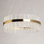 Люстра круглая золотого цвета с прозрачными рельефными стеклянными вставками Textured Glass Chandelier варинант исполнения - 4 | Loft Concept в Перми