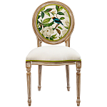 Стул бежевый из натурального бука с изображением птиц и цветов Blooming White Magnolias варинант исполнения - 1 | Loft Concept в Перми