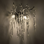 Бра цвета хром с ветвями и прозрачными стеклянными подвесками в виде вытянутых спиральных капель Droplet Chandelier варинант исполнения - 2 | Loft Concept в Перми