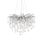 Люстра подвесная с прозрачными стеклянными подвесками в форме капель Диаметр 60 см Droplet Chandelier варинант исполнения - 14 | Loft Concept в Перми