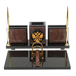 Настольный письменный набор из камня лемезит с гербом России Royal Accessory варинант исполнения - 1 | Loft Concept в Перми