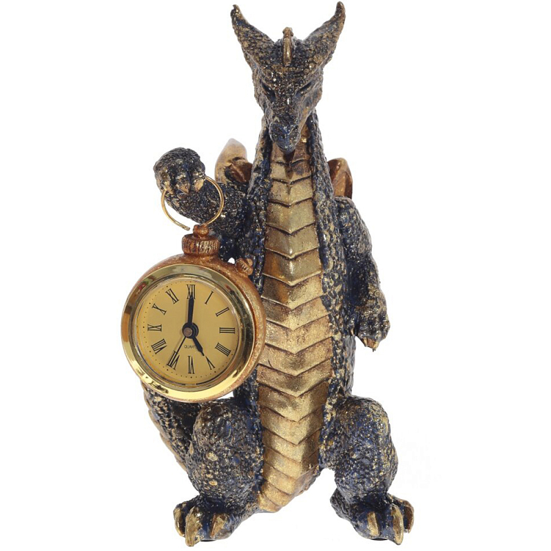 Часы в виде дракона Gold Black Dragon with Clock Золотой Черный в Перми | Loft Concept 