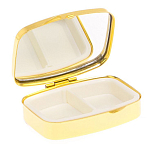 Таблетница карманная прямоугольная с 2-мя отделениями с зеркалом и накладкой из натурального камня Лазурит Gold Stone Pillboxes варинант исполнения - 3 | Loft Concept в Перми