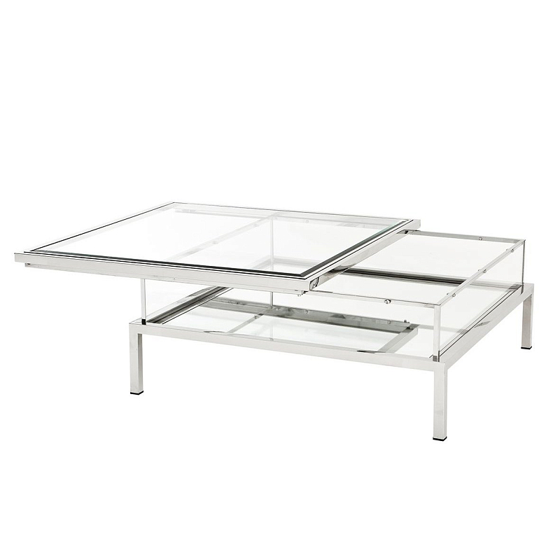 Журнальный стол Eichholtz Coffee Table Harvey Нержавеющая сталь Прозрачное Стекло в Перми | Loft Concept 