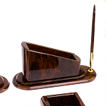 Настольный письменный набор с часами из природного камня обсидиана  Contract Extended варинант исполнения - 4 | Loft Concept в Перми