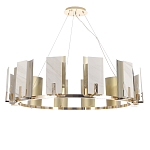 Люстра подвесная круглая с прямоугольными мраморными и золотистыми панелями на металлическом каркасе Диаметр 118 см Marble square Chandelier варинант исполнения - 1 | Loft Concept в Перми