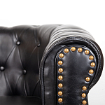 Кресло кожаное с мягкими подлокотниками на 4-х деревянных ножках Logan Leather Armchair black варинант исполнения - 4 | Loft Concept в Перми