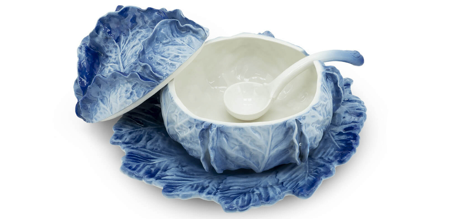 Супница SOUP BOWL CABBAGE W/PLATE D25 Blue Супница SOUP BOWL CABBAGE W/PLATE D25 Blue - Loft-Concept в Перми