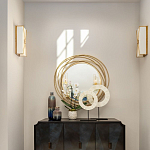 Золотое настенное круглое зеркало Golden Orbit варинант исполнения - 2 | Loft Concept в Перми