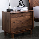 Прикроватный деревянный столик с ящиками Moon Walnut Furniture варинант исполнения - 1 | Loft Concept в Перми