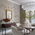 Обои ручная роспись Wild Grasses Special Colourway on Pale Grey dyed silk варинант исполнения - 1 | Loft Concept в Перми