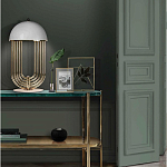 Консоль овальной формы золотая с полкой для хранения Craig варинант исполнения - 3 | Loft Concept в Перми