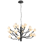 Люстра подвесная черного цвета с ветвями и белыми фарфоровыми цветами Floralis варинант исполнения - 8 | Loft Concept в Перми