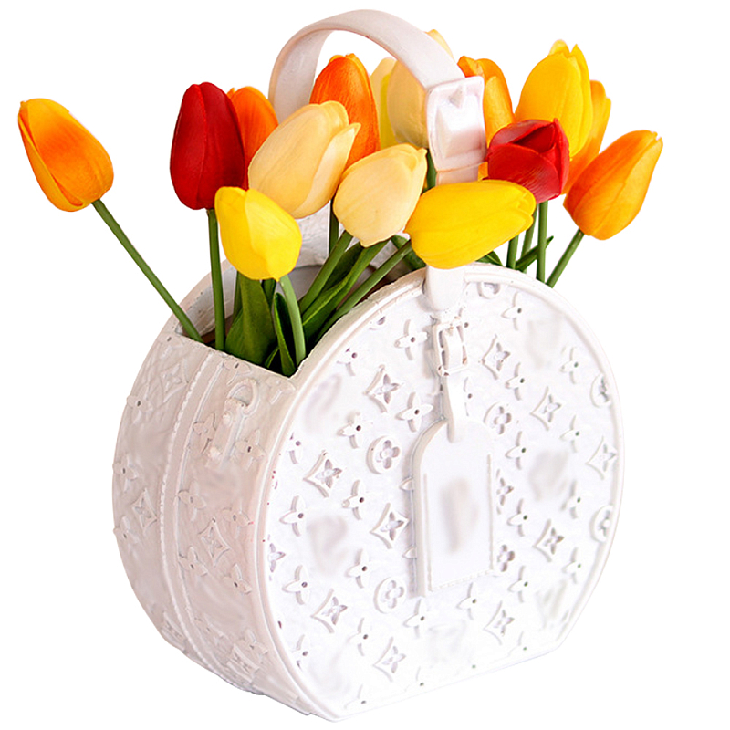 Кашпо для цветов в виде сумки Bag Vase Round White Белый в Перми | Loft Concept 