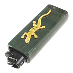 Зажигалка газовая из натурального камня Офиокальцит с декоративной металлической вставкой в виде ящерицы Metal Stone Lighters варинант исполнения - 2 | Loft Concept в Перми