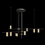 Люстра с 9-ю цилиндрическими плафонами цвета латунь TRIBES CHANDELIER варинант исполнения - 1 | Loft Concept в Перми