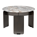 Столик журнальный с круглой мраморной столешницей на трех опорах Marble Stone Drawing варинант исполнения - 1 | Loft Concept в Перми