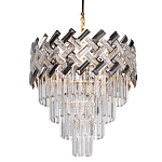 Люстра многоярусная с переплетенными металлическими элементами черного и золотого цвета и прозрачными хрустальными подвесками Empire Chandelier Crystal варинант исполнения - 1 | Loft Concept в Перми