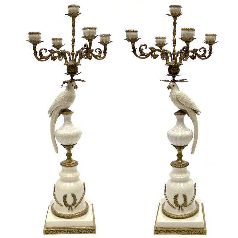 Подсвечник Candlestick White Parrot Белый Бронза в Перми | Loft Concept 