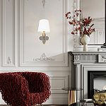 Бра с белым текстильным абажуром и фигурным основанием с зеркальной вставкой Vitorino варинант исполнения - 7 | Loft Concept в Перми