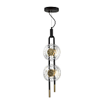 Подвесной светильник с 2-мя прозрачными стеклянными плафонами и золотистыми центральными вставками Virelia  варинант исполнения - 5 | Loft Concept в Перми