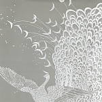 Обои ручная роспись в стиле Арт-деко Whistler Peacocks Special Colourway on Pale Grey dyed silk варинант исполнения - 2 | Loft Concept в Перми