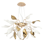 Люстра подвесная с белыми матовыми и золотыми глянцевыми листьями Wintery flovers варинант исполнения - 1 | Loft Concept в Перми