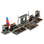 Настольный письменный набор с часами из природного камня обсидиана Team leader варинант исполнения - 2 | Loft Concept в Перми