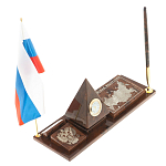 Настольный письменный набор с часами в виде пирамиды из природного камня обсидиана Pyramid of Time варинант исполнения - 2 | Loft Concept в Перми