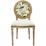 Стул бежевый из натурального бука с изображением птиц и цветов Blooming Blue Birds варинант исполнения - 1 | Loft Concept в Перми