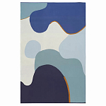 Плед из хлопка синего цвета с абстрактным принтом Elysian Flow Ocean варинант исполнения - 1 | Loft Concept в Перми