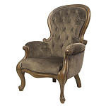 Кресло с мягкой обивкой из коричневого велюра на 4-х деревянных ножках Evelyn Classical Armchair варинант исполнения - 3 | Loft Concept в Перми