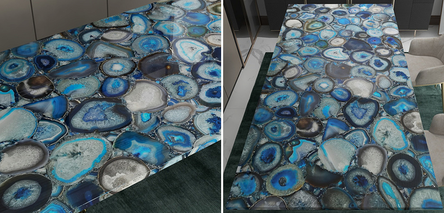 Обеденный стол Agate Design Blue Dining Table Обеденный стол Agate Design Blue Dining Table - Loft-Concept в Перми
