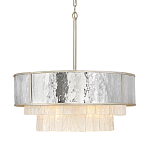 Люстра круглая с подвесками из текстурированного стекла молочного цвета Hinkley варинант исполнения - 1 | Loft Concept в Перми