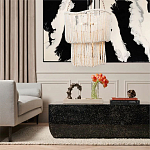 Двухъярусная люстра с подвесками из круглых деревянных бусин белая White Beads Two-tier Chandelier варинант исполнения - 2 | Loft Concept в Перми