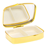 Таблетница карманная прямоугольная с 2-мя отделениями с зеркалом и накладкой из натурального камня Авантюрин Gold Stone Pillboxes варинант исполнения - 3 | Loft Concept в Перми