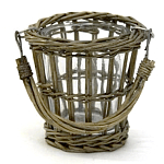 Кашпо стеклянное в плетёной корзине Timber варинант исполнения - 2 | Loft Concept в Перми