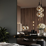 Настольная лампа черного цвета с круглым прозрачным стеклянным плафоном Virelia  варинант исполнения - 2 | Loft Concept в Перми