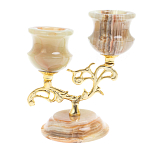 Подсвечник двухрожковый из натурального камня оникс Stone Candlestick варинант исполнения - 1 | Loft Concept в Перми
