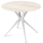 Стол обеденный с круглой столешницей из керамики на четырех белых ножках Sand Ceramics варинант исполнения - 2 | Loft Concept в Перми