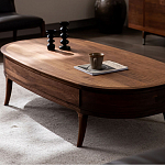 Кофейный стол овальный из дерева с 2-мя ящиками Coffee Walnut Table варинант исполнения - 3 | Loft Concept в Перми