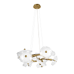 Люстра подвесная круглая с ветвистыми бронзовыми элементами и стеклянными рифлеными дисками Textured Glass Chandelier варинант исполнения - 3 | Loft Concept в Перми