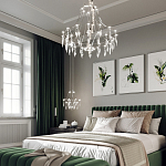 Люстра подвесная из металла с хрустальными подвесками прозрачного цвета Quasar 41 варинант исполнения - 13 | Loft Concept в Перми