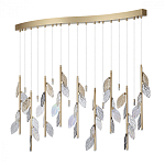 Люстра с золотистыми трубками и прозрачными стеклянными листьями на подвесах Sylva  варинант исполнения - 2 | Loft Concept в Перми