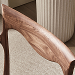 Стул деревянный с мягким сиденьем из коричневой натуральной кожи Moon Walnut Furniture варинант исполнения - 6 | Loft Concept в Перми