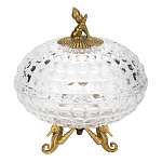 Конфетница прозрачная стеклянная на бронзовых ножках в виде морских коньков с крышкой в виде ракушки Eden Garden варинант исполнения - 1 | Loft Concept в Перми