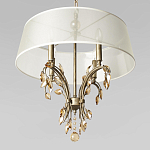 Люстра подвесная круглая с тканевым полупрозрачным абажуром и подвесками 4 лампы Gilded Elegance варинант исполнения - 4 | Loft Concept в Перми