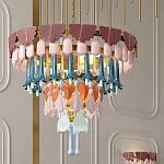 Люстра круглая с декором из разноцветных элементов в виде листьев Changing Seasons варинант исполнения - 11 | Loft Concept в Перми