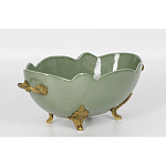 Чаша зеленого цвета из фарфора с волнообразным краем Eden Garden porcelain and bronze варинант исполнения - 1 | Loft Concept в Перми
